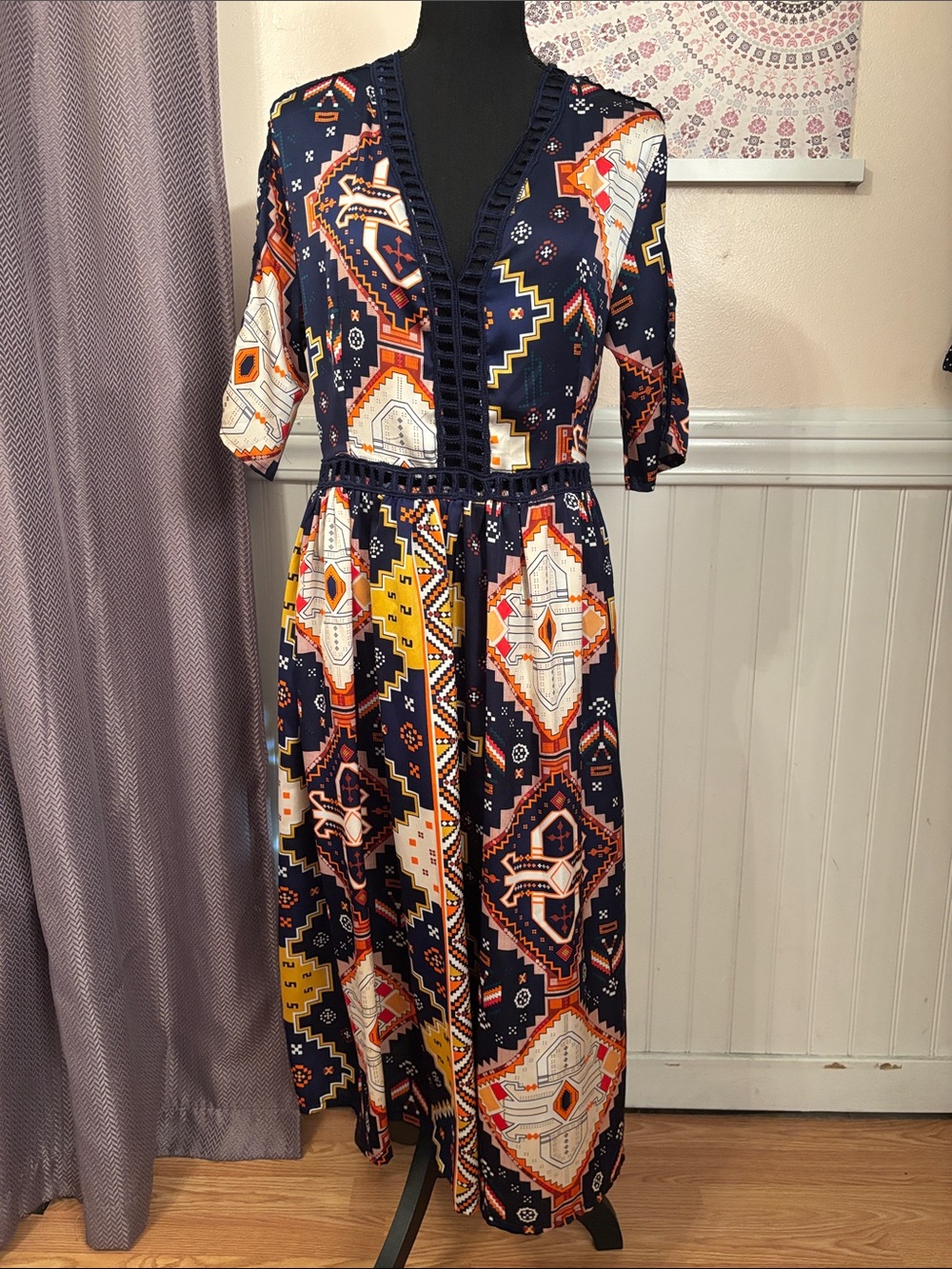 Bohemian Navy & Multi Printed Maxi Dress